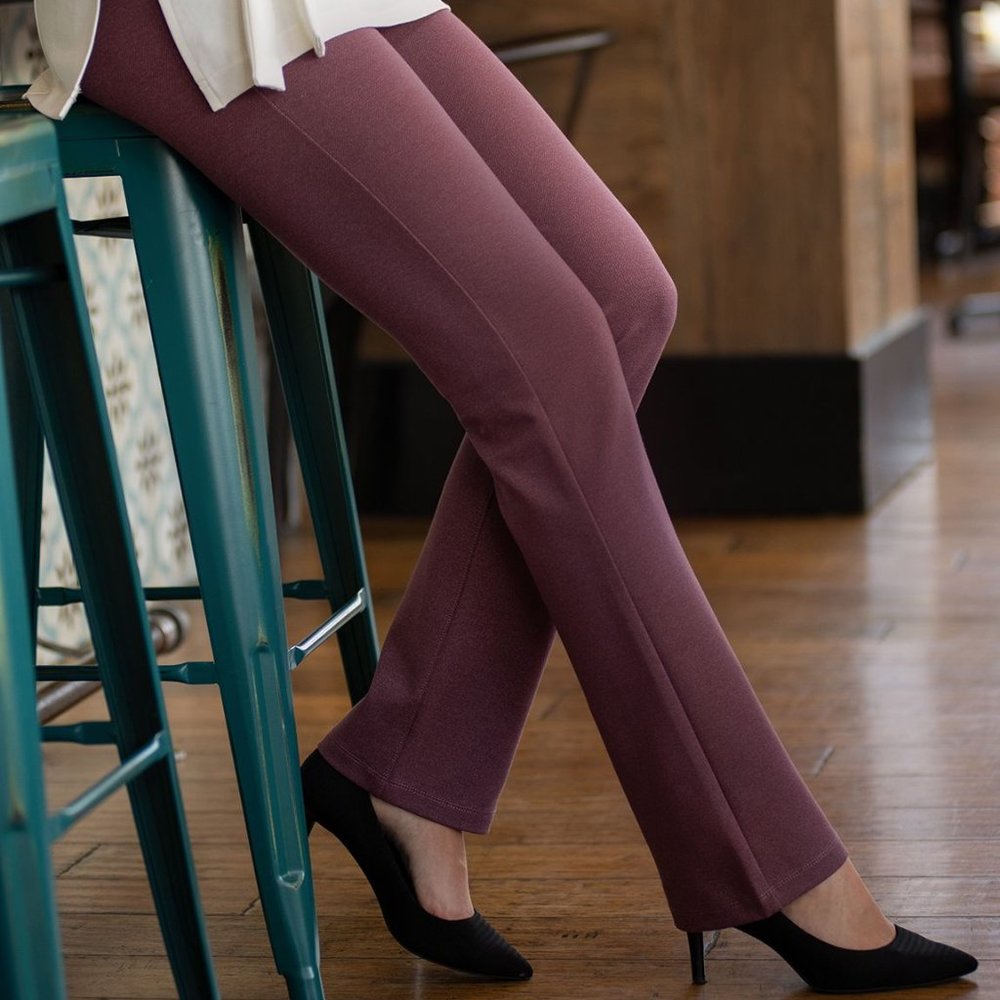 Betabrand mauve Sterling Rose straight leg pants